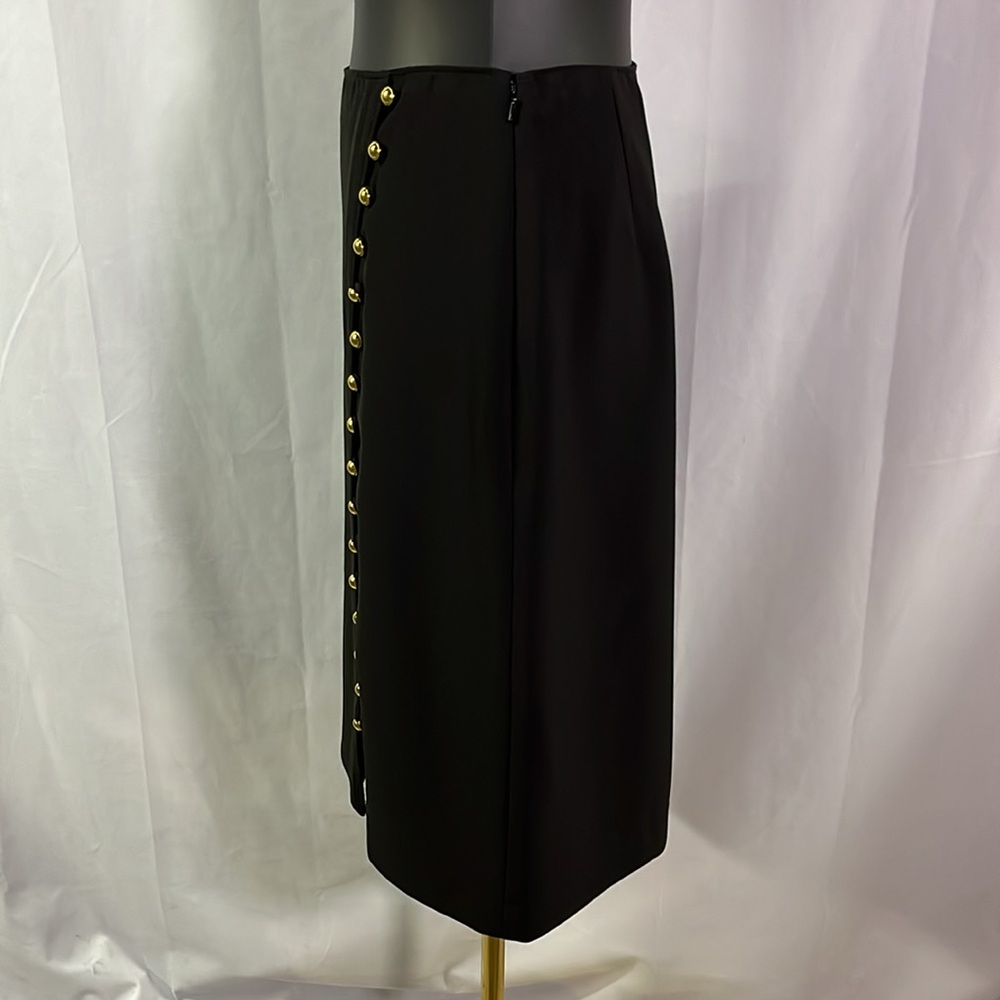 Talbots Black Gold Side Button A-Line Midi Skirt - Picture 2 of 15